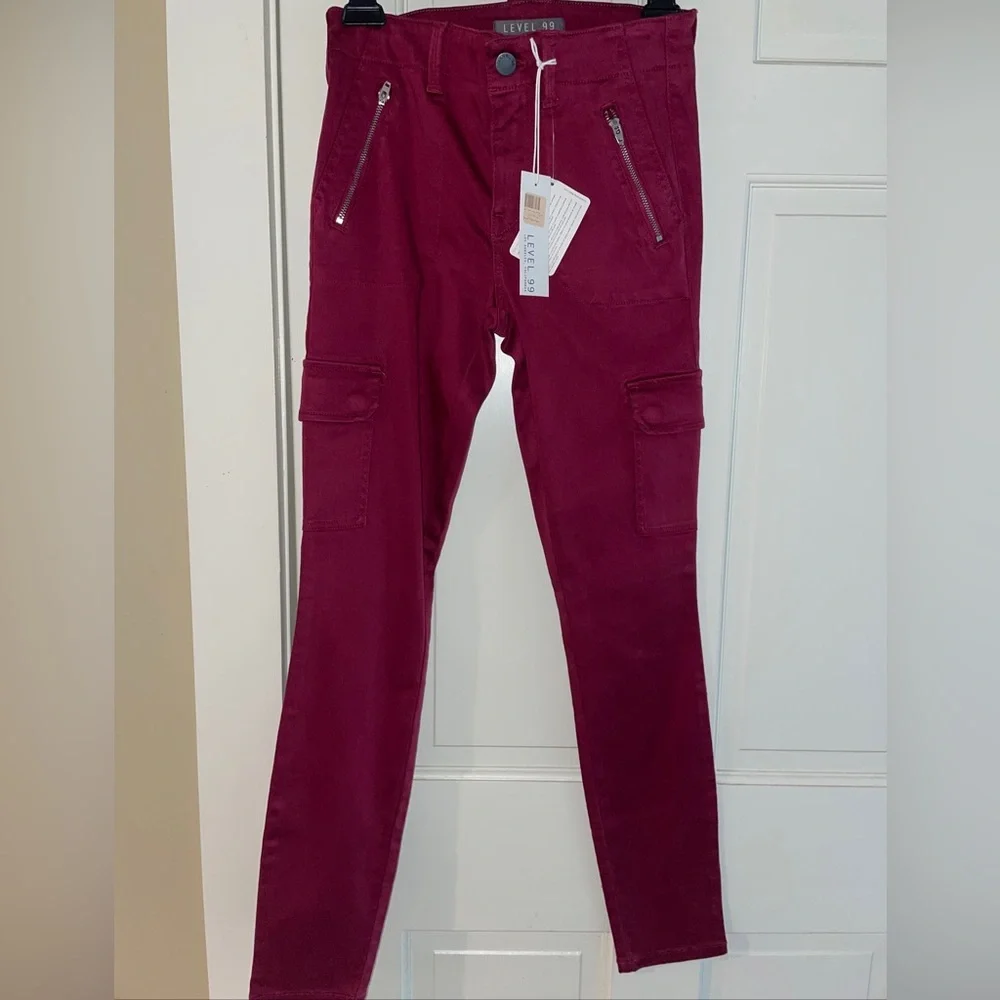 New Level 99 Brooklyn Women Wine “sangria” Stretch Casual Pants 25 NWT